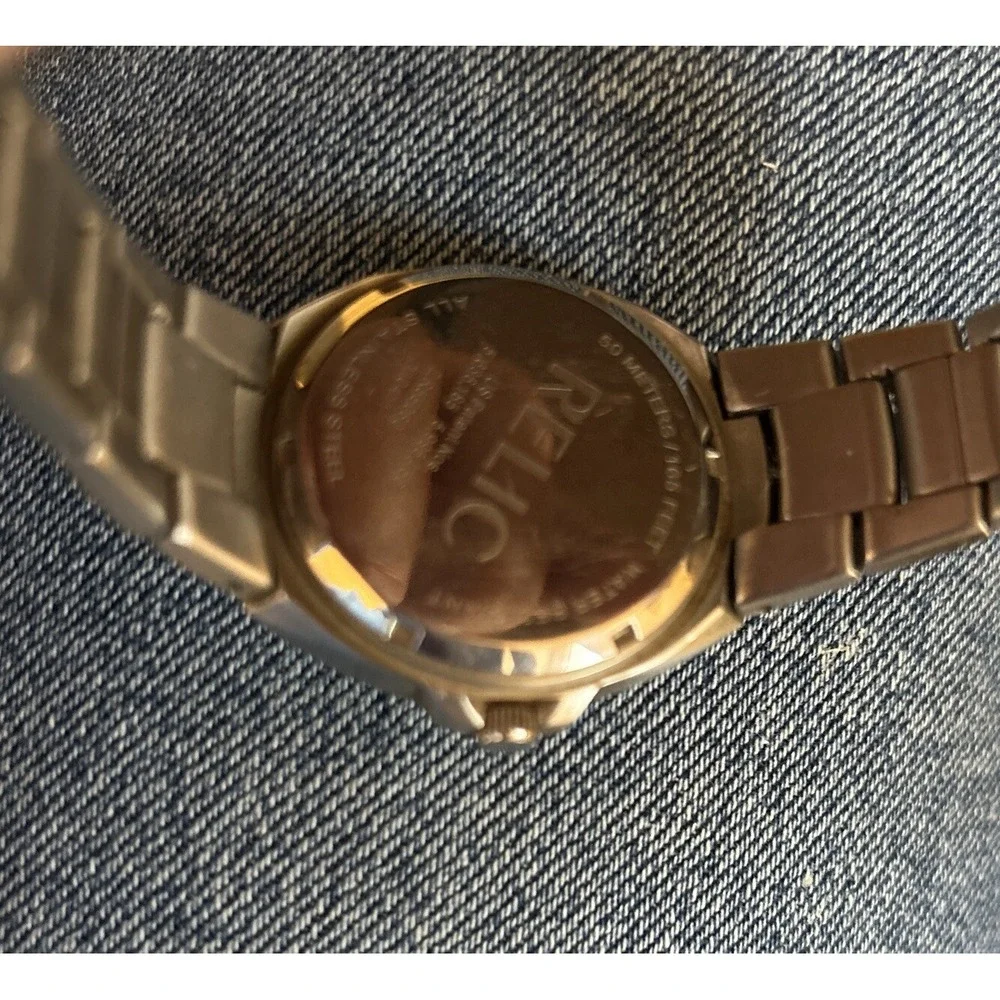 Super Rare Working Relic By Fossil Men's Wrist Watch Moving 8Ball Flame Dial